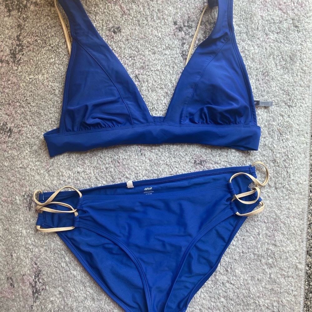 Aerie blue bikini with gold details